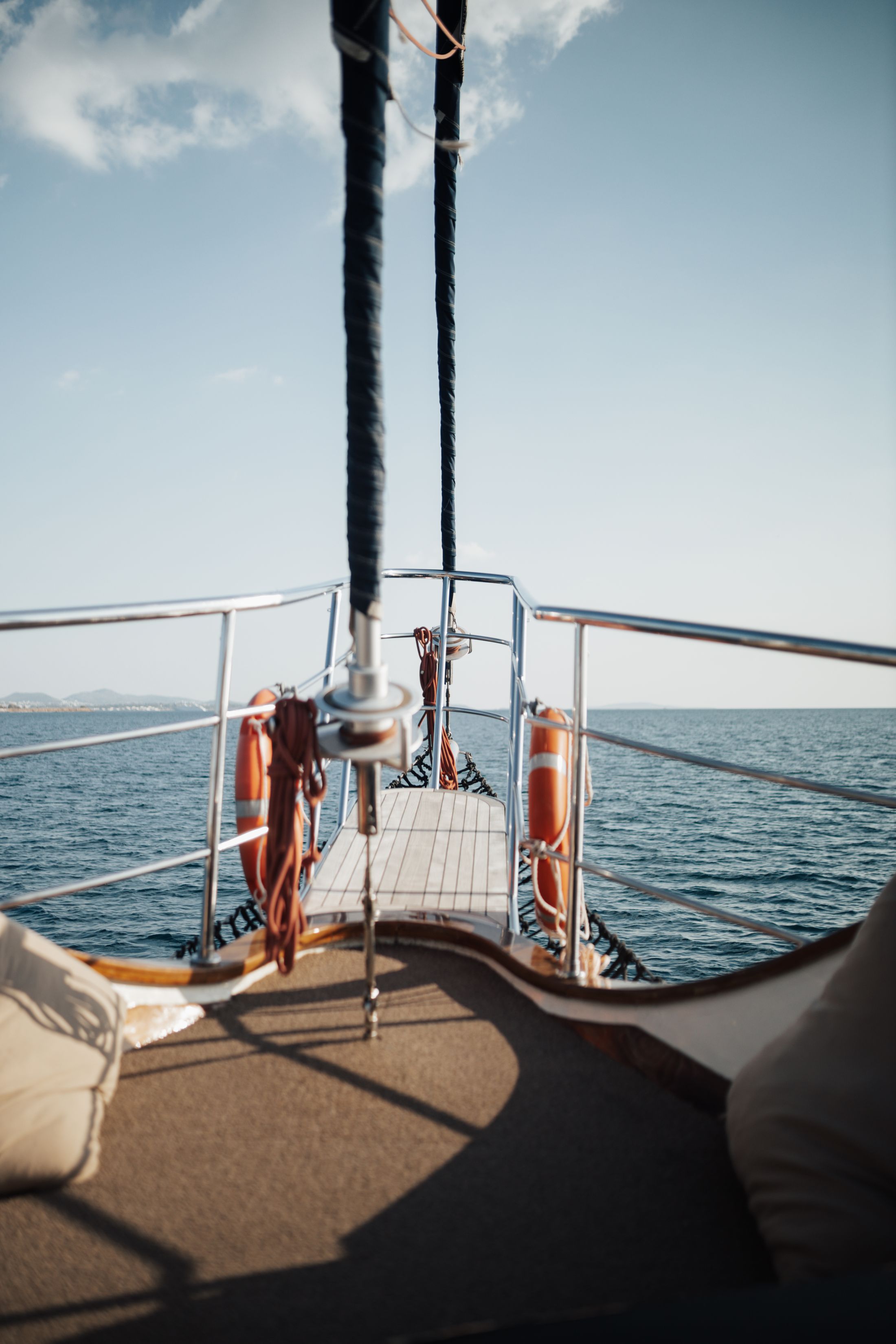At sea